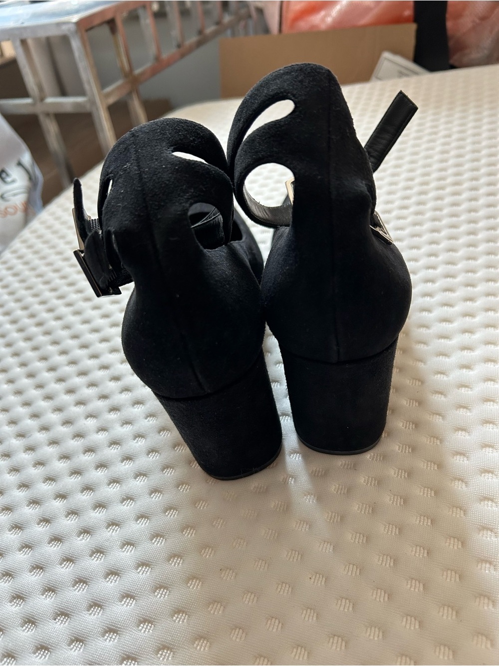Saint Laurent Babies 70 Black Suede Double Strap Pumps EU 38 - Picture 9 of 10